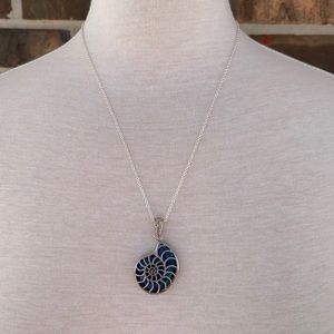 Handmade Silver Abalone Ammonite Pendant Necklace